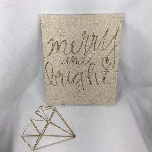Merry & Bright Canvas Wall Shelf Decor - Picture 1 of 9